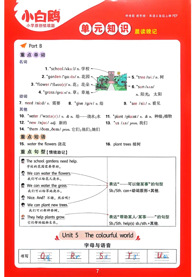 英语3年级上册：单元知识晨读晚记_2026万唯系列预习复习_2026版小学《万唯小白鸥情景题》3-6年级上册（数学、英语）（人教）_2026小白鸥人教英语思维情景题3-6上