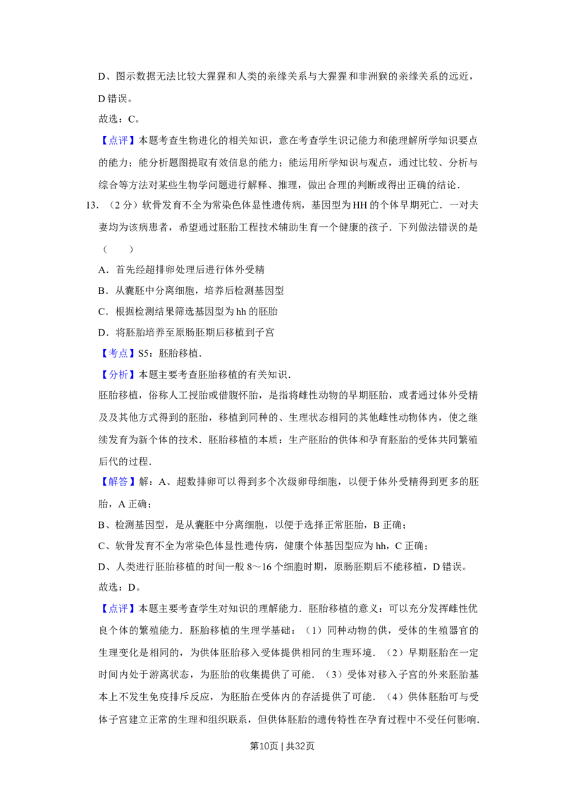 2013年高考生物试卷（江苏）（解析卷）_1.高考2025全国各省真题+答案_01.2008-2024全国高考真题（按省份分类）_10.江苏_2008-2024&middot;（江苏）生物高考真题