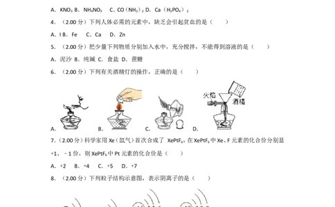 2018年广西南宁市中考化学试卷及解析_中考真题_5.化学中考真题2015-2024年_地区卷_广西省_化学南宁Q11-22_南宁中考化学