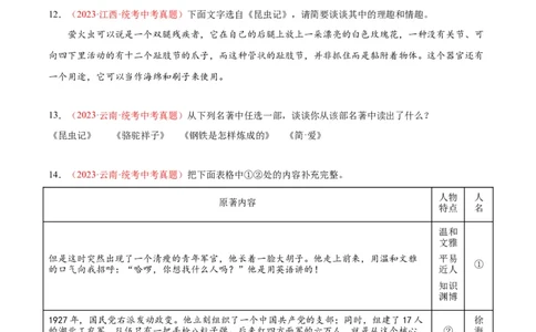 专题08名著阅读（第01期）（原卷版）_120中考语文全套复习_中考语文复习总复习_专项复习资料_完2023年中考语文真题分项汇编（全国通用）_第01期