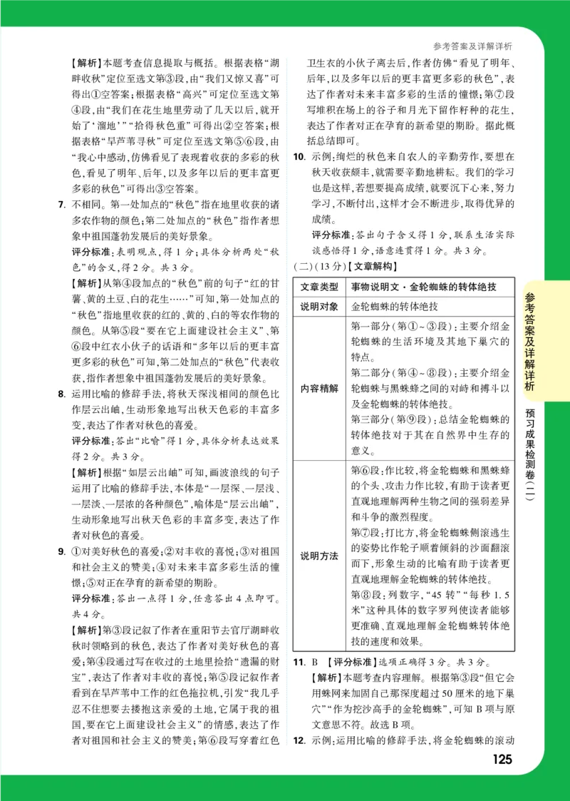 精答预习成果检测卷_2026万唯系列预习复习_2025版《万唯初中预习视频课》789年级上册多版本_2025版万唯初二预习视频课语文人教版上册_视频_预习成果检测卷_答案详解详析_答案详解详析