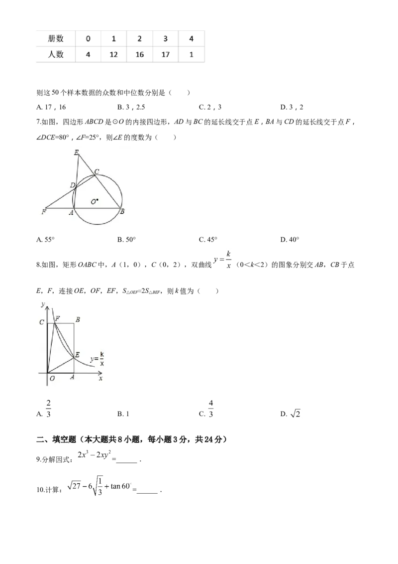 2017年辽宁省锦州市中考数学试题（空白卷）_中考真题_2.数学中考真题2015-2024年_地区卷_辽宁省_辽宁数学_辽宁数学_锦州数学11-22