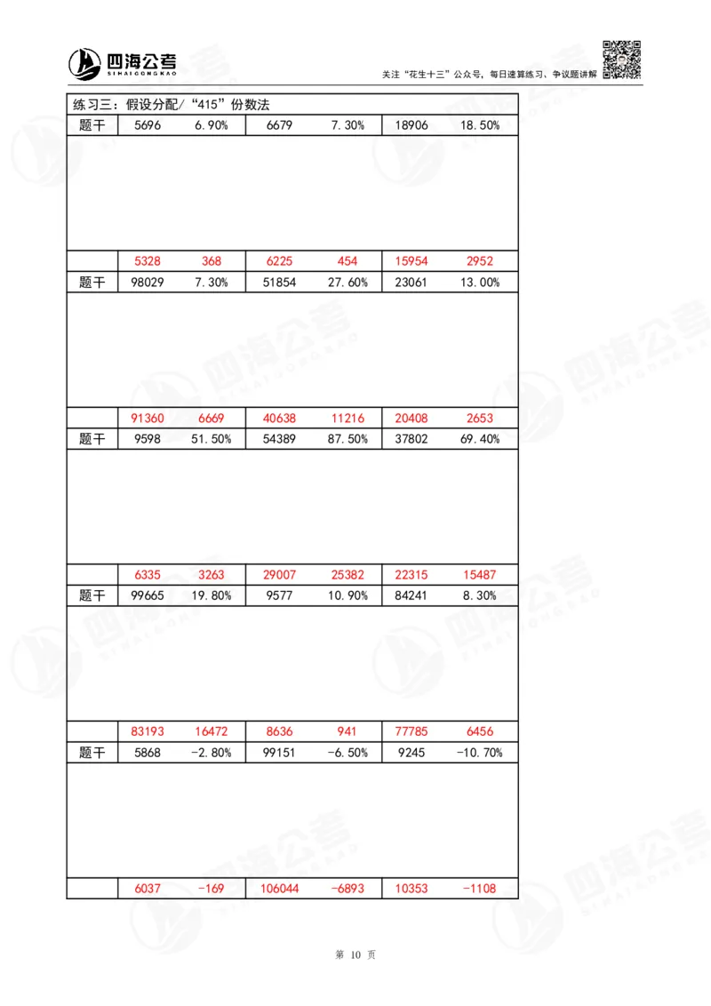 43期速算无过程版答案_2026考公资料_花生十三合集_（96）申论全勤全返、速算训练营、数量刷题营_速算训练营（39期-43期）_43期速算训练营