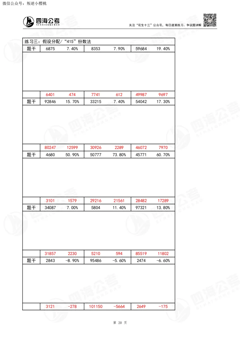 43期速算无过程版答案_2026考公资料_花生十三合集_（96）申论全勤全返、速算训练营、数量刷题营_速算训练营（39期-43期）_43期速算训练营