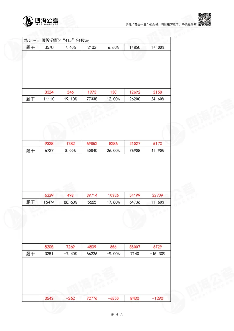43期速算无过程版答案_2026考公资料_花生十三合集_（96）申论全勤全返、速算训练营、数量刷题营_速算训练营（39期-43期）_43期速算训练营