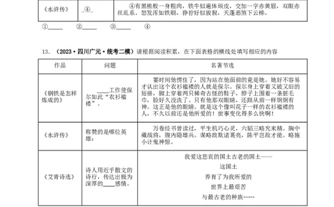 专题10《水浒传》真题精练（综合题）（原卷版）_120中考语文全套复习_中考语文复习总复习_专项复习资料_完2024年中考语文名著阅读知识知识梳理+真题练习