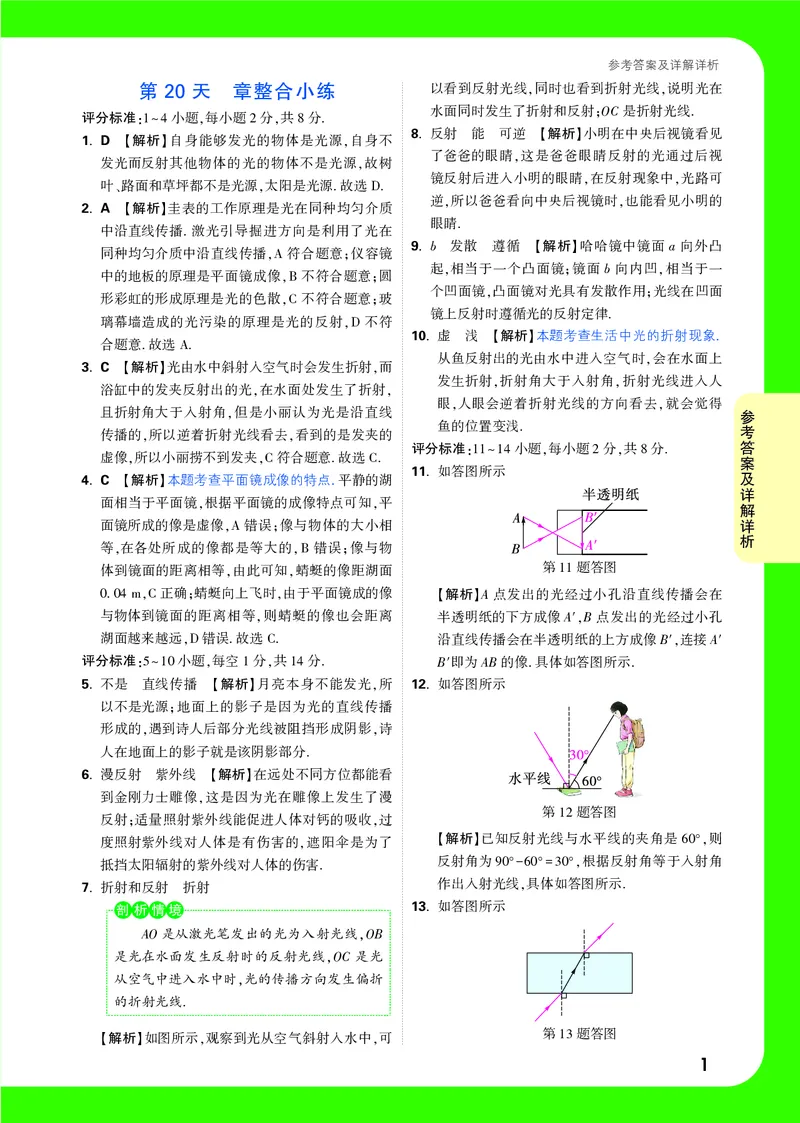 第20天详解详析_2026万唯系列预习复习_2025版《万唯初中预习视频课》789年级上册多版本_2025版万唯初二预习视频课物理人教版上册_视频_第20天_答案详解详析_第20天章整合小练