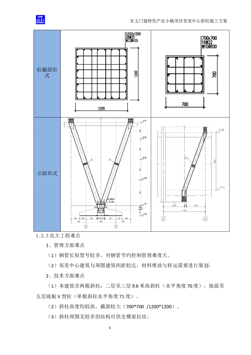 斜柱模板及支撑体系施工方案重新排版_2020年公司级优秀施组方案_方案08安义门窗小镇项目-邻里中心斜柱柱施工方案（含V型柱）