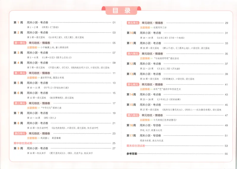试卷_2025秋《一本周末测试小卷》语文1-6_一本周末小测卷语文6上