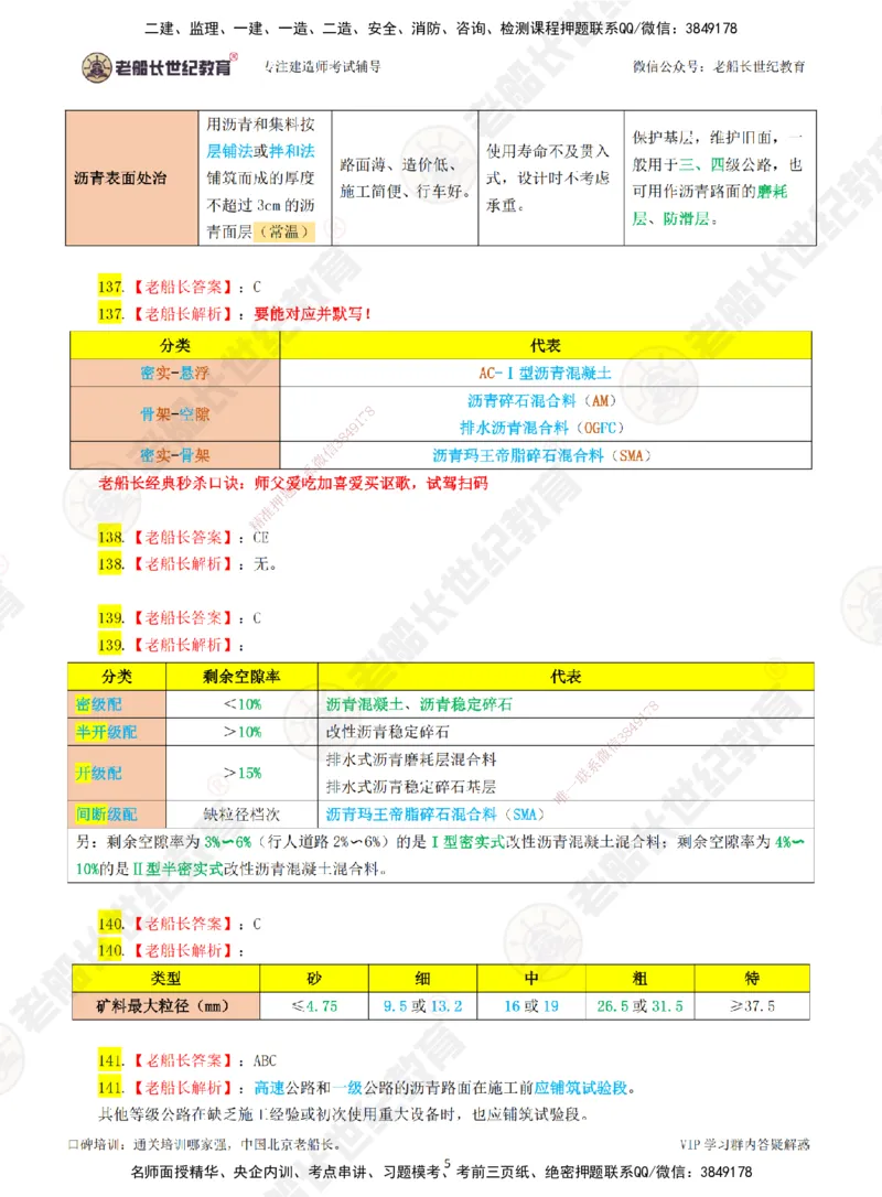 03老船长一建公路&mdash;&mdash;点题强化直播03-答案_2026年一级建造师_2026年一建公路_2025年一建公路SVIP_04-冲刺串讲✿考点强化✿小灶集训_21-公路《点题强化班》老船长JQ推荐_讲义