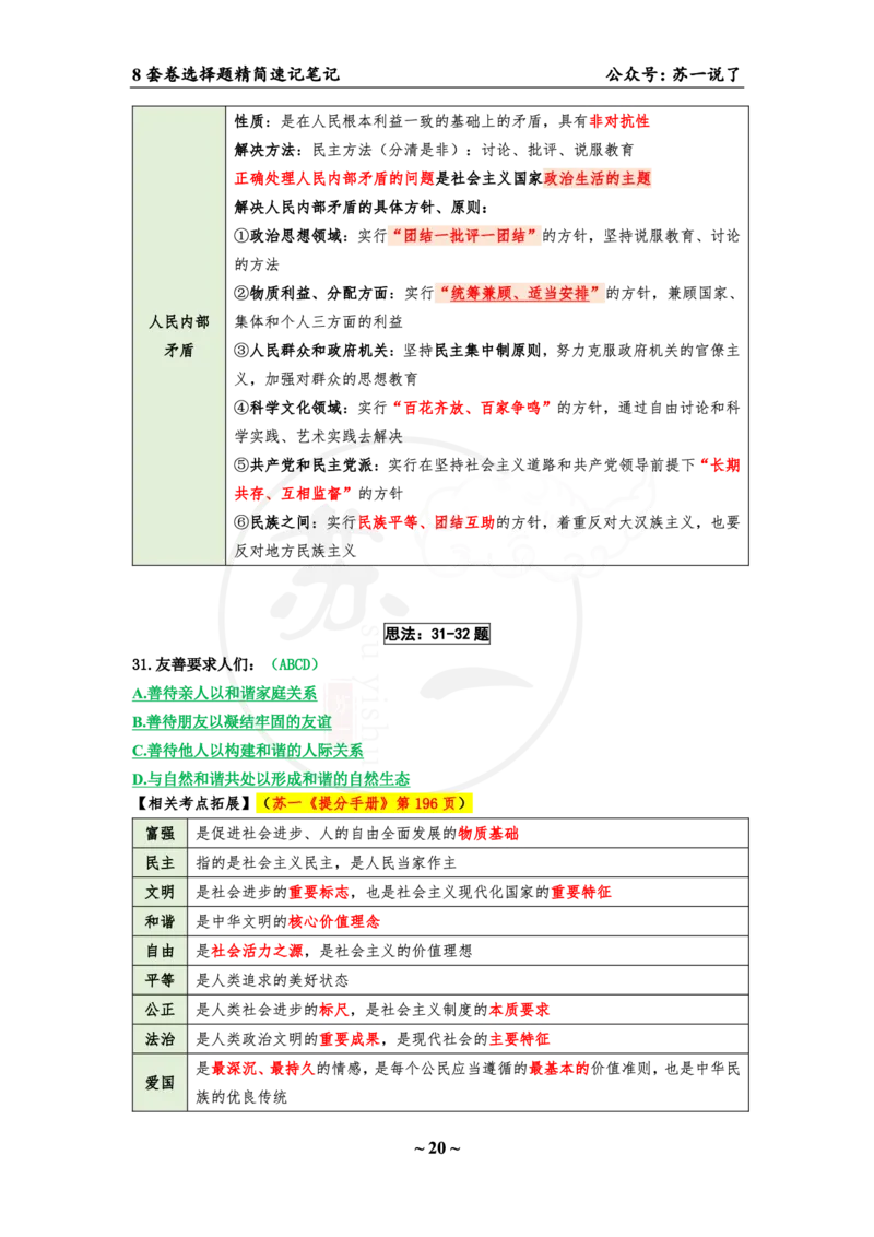 第八套（选择题）：速背笔记_2026考公资料_（49）政治理论合集_政治理论合集_2025考研政治pdf（笔记）_肖秀荣考研政治_24肖秀荣_24肖八背诵版_苏一
