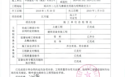 光明路站子单位竣工验收记录表_2021-2023年优秀施组方案_施工组织设计_施组01-郑州地铁6号线03标项目_附件2：验收文件