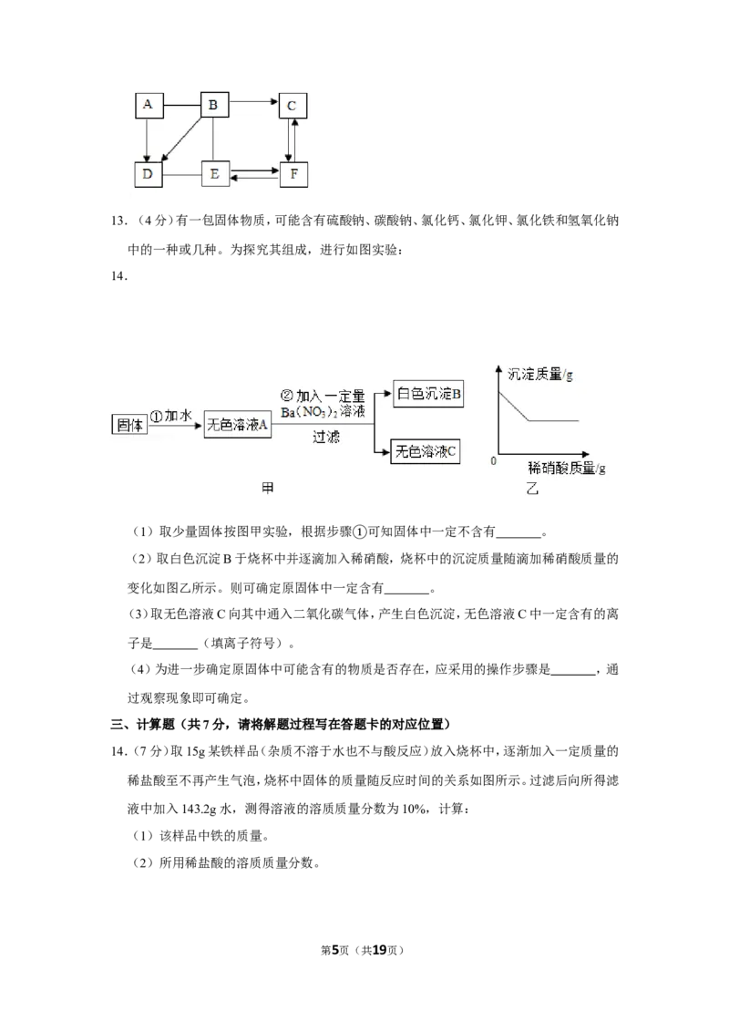2019年内蒙古包头市中考化学试卷（含解析版）_中考真题_5.化学中考真题2015-2024年_地区卷_内蒙古_内蒙古包头化学12-21