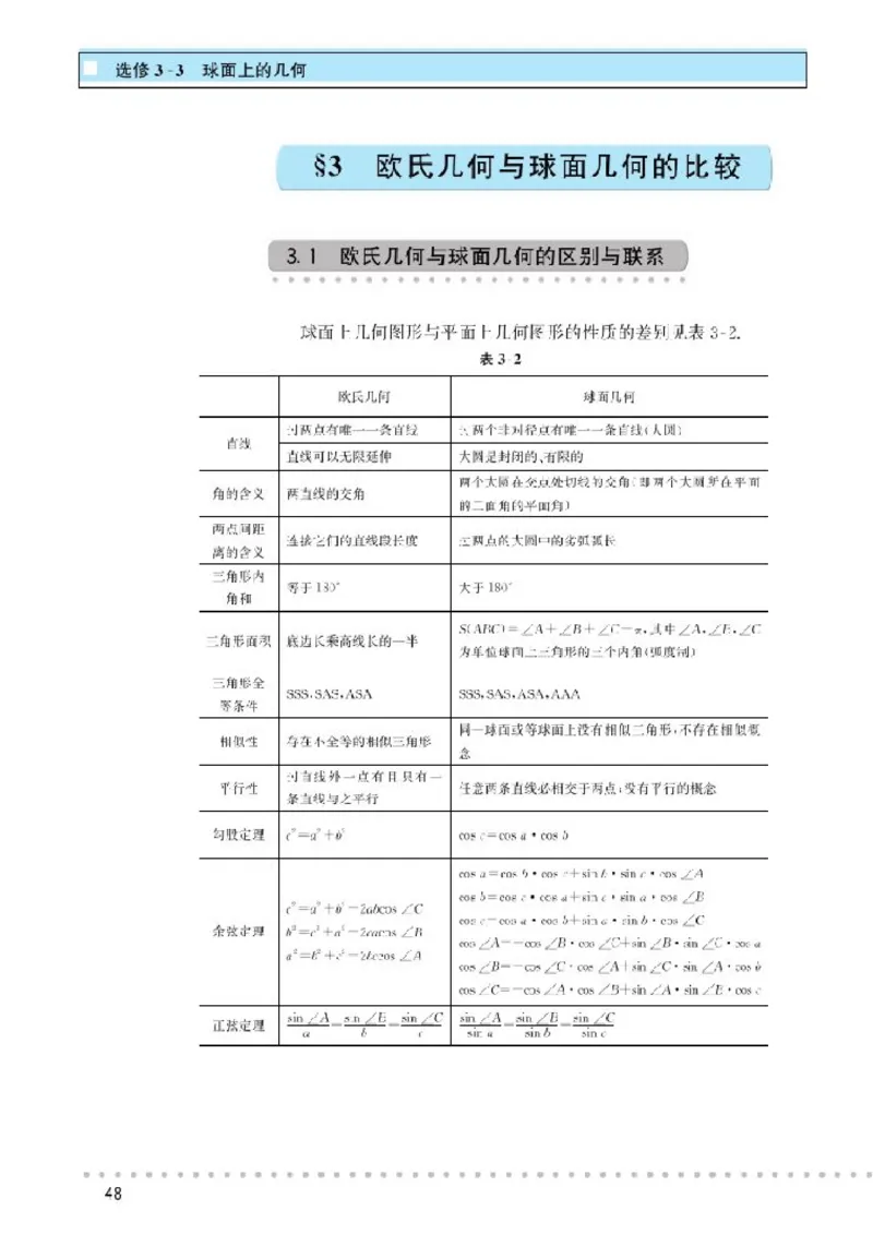 北师大高中数学选修3-3球面上的几何_4-教培资料-26年最新资料-同步更新_初中高中教资_03科三专项（进去保存报考的学科即可）_02科三专项（笔记真题思维导图教学设计版本二）