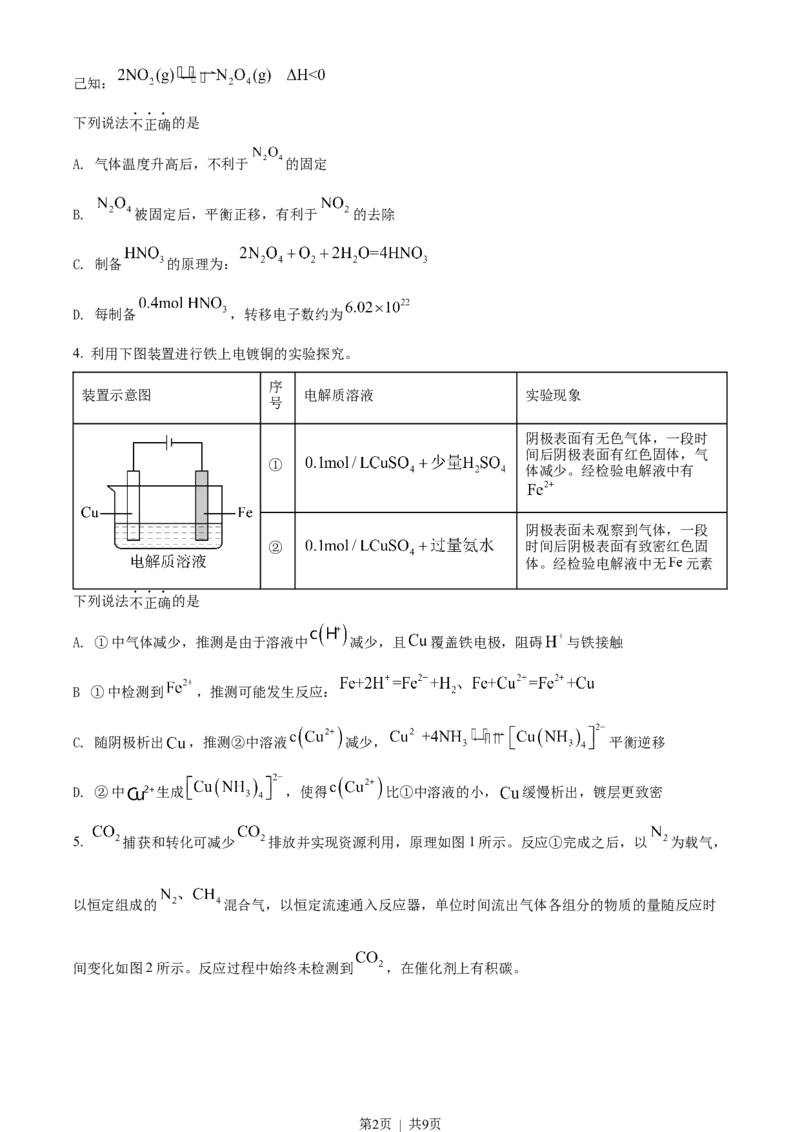 2022年高考化学试卷（北京）（空白卷）_1.高考2025全国各省真题+答案_01.2008-2024全国高考真题（按省份分类）_2.北京_2008-2024&middot;（北京）化学高考真题