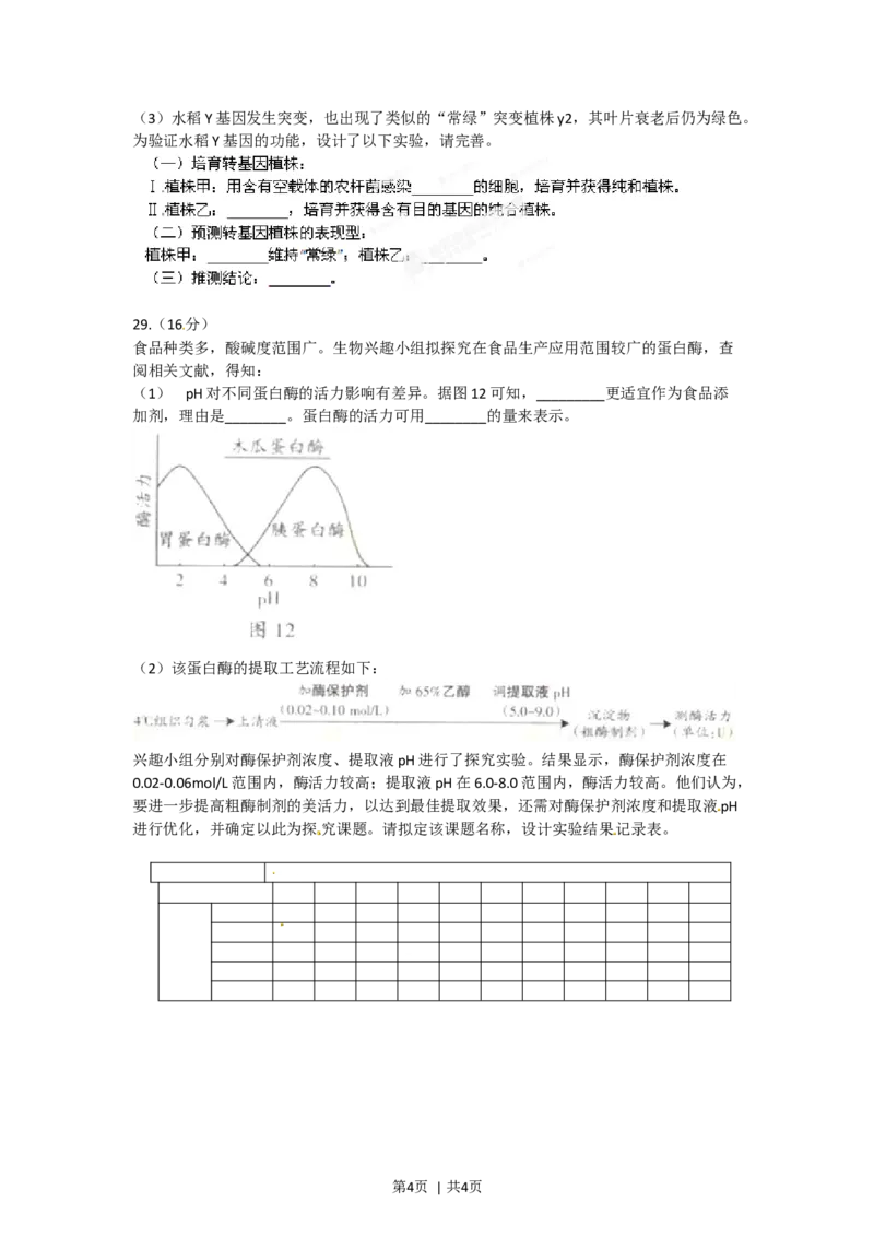 2012年高考生物试卷（广东）（空白卷）_1.高考2025全国各省真题+答案_01.2008-2024全国高考真题（按省份分类）_4.广东_2008-2024&middot;（广东）生物高考真题