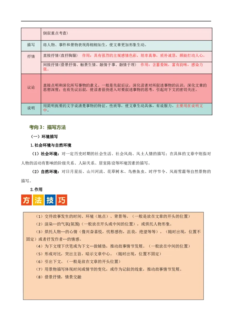 第26讲分析写作手法（讲义）（全国通用）（解析版）_120中考语文全套复习_中考语文复习总复习_一轮复习资料_完2024年中考语文一轮复习课件+讲义+练习（全国通用）