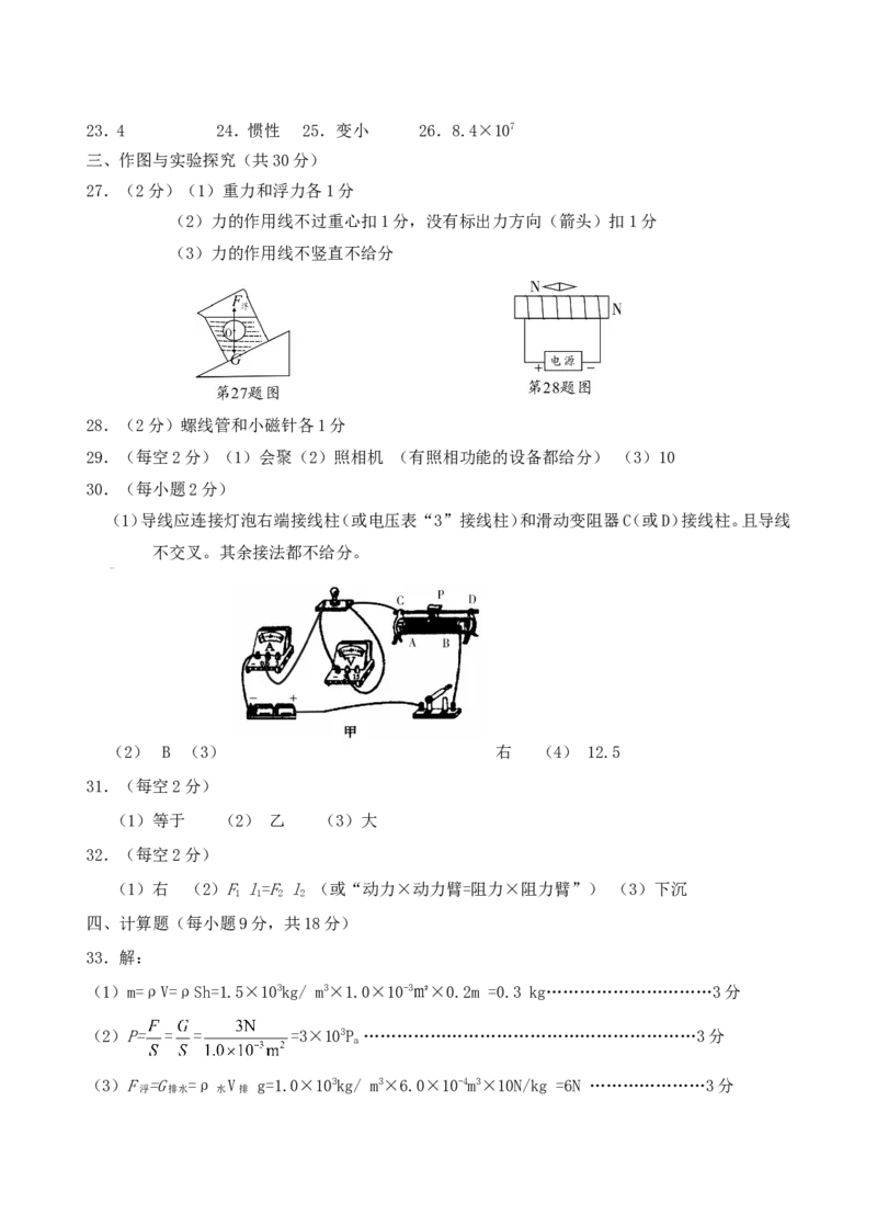 2018年湖南省邵阳市中考物理真题及答案_中考真题_4.物理中考真题2015-2024年_地区卷_湖南省_邵阳物理15-22