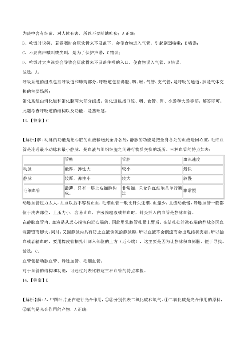 2019年湖南省娄底市中考生物试题及答案解析_中考真题_8.生物中考真题2015-2024年_地区卷_湖南省_湖南娄底生物18-22