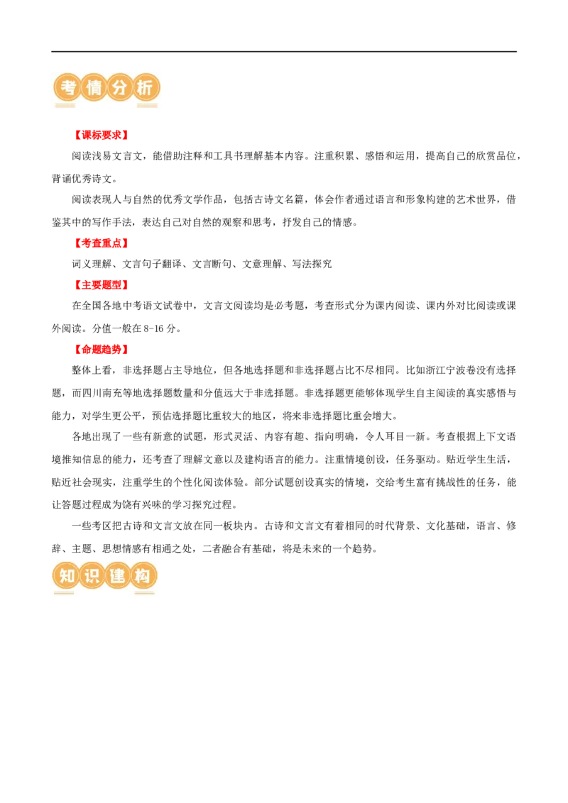 第17讲八上课标文言文复习（讲义）（全国通用）（原卷版）_120中考语文全套复习_中考语文复习总复习_一轮复习资料_完2024年中考语文一轮复习课件+讲义+练习（全国通用）