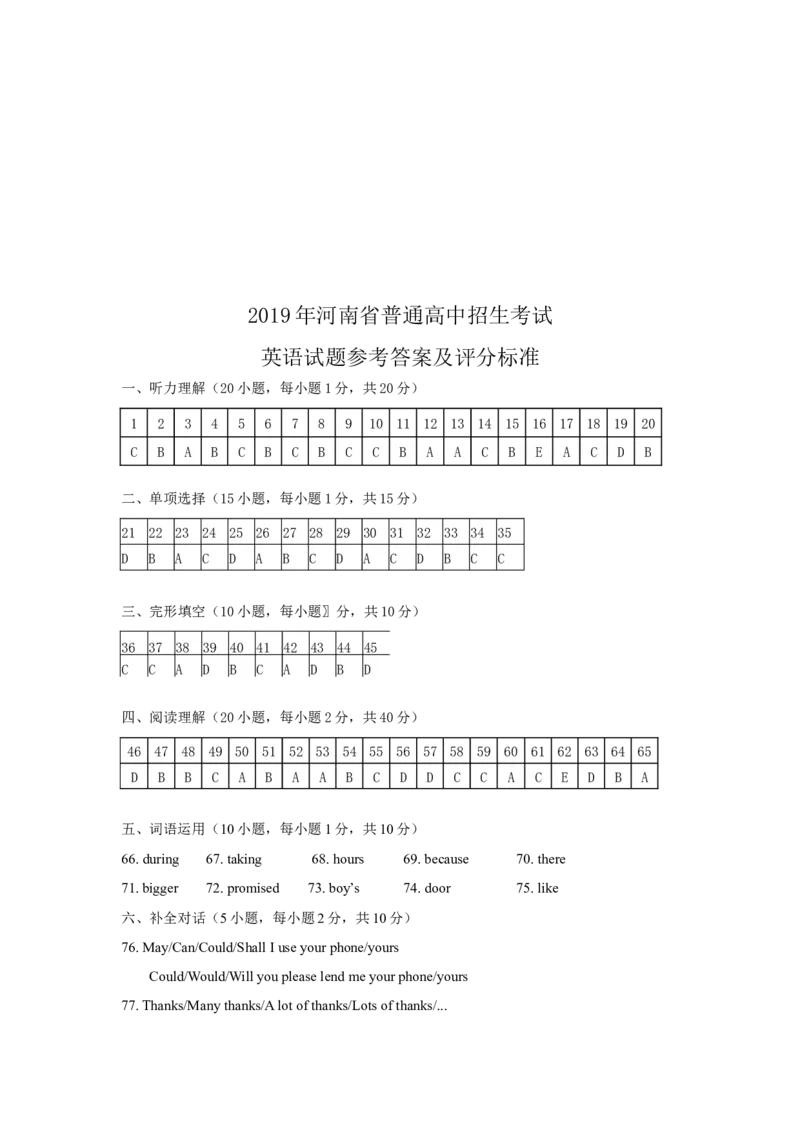 2019年河南省中考英语试卷及答案_中考真题_3.英语中考真题2015-2024年_地区卷_河南省中考英语08-22（河南省统一试卷）