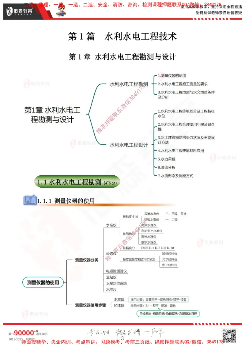 2025.2.22佑森教育赵建玲授课一建水利实务《第一章水利水电工程勘测与设计》专用讲义，版权所有，侵权必究_2026年一级建造师_2026年一建水利_2025年一建水利SVIP_知识点精讲课讲义
