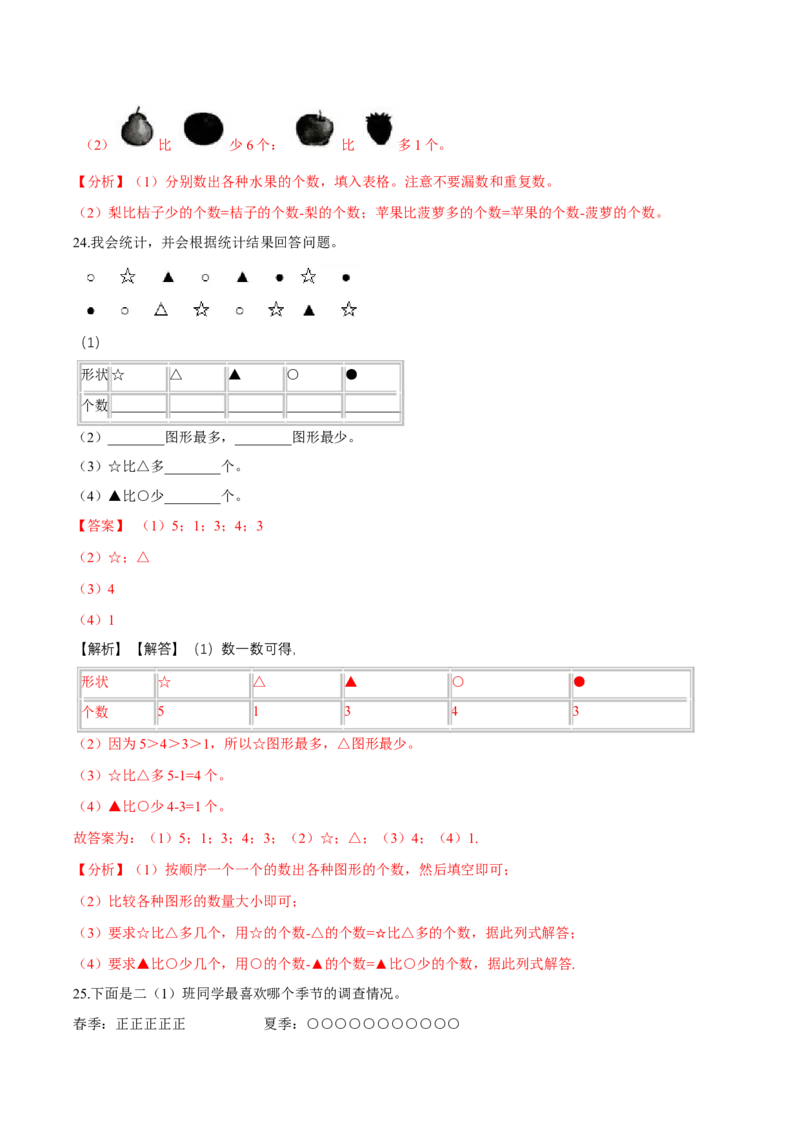 精品第八单元《调查与记录》期末备考讲义&mdash;二年级下册数学单元闯关（知识点精讲＋优选题训练）（解析版）北师大版_二年级上下册资料_小学二年级学习资料-25年更新版_北师大版