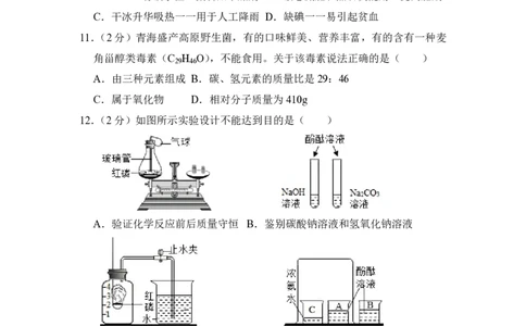 2018年青海省中考化学试卷（省卷）原卷版_中考真题_5.化学中考真题2015-2024年_地区卷_青海化学10-21_PDF版（赠送）