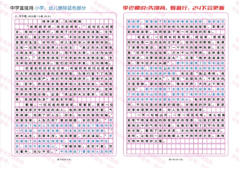 作文模板（赠送福利）_4-教培资料-26年最新资料-同步更新_初中高中教资_2025上中学教资笔试_062025上教资笔试考前冲刺汇总_21、季老师作文模板