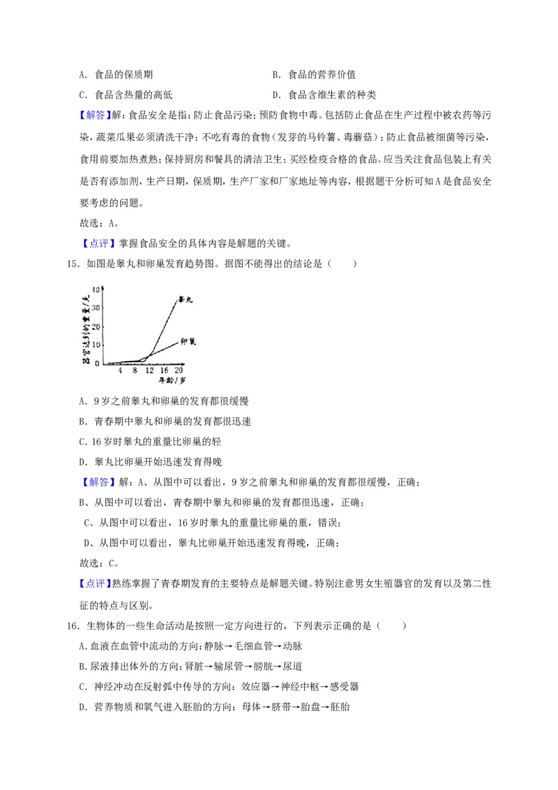 2019年威海市中考生物试题及答案_中考真题_8.生物中考真题2015-2024年_地区卷_山东省_山东威海生物12-20