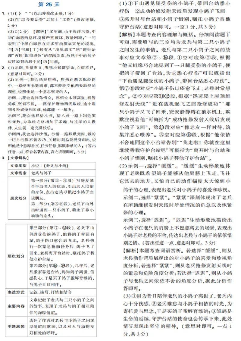 第25天_2026万唯系列预习复习_2025版《万唯初中预习视频课》789年级上册多版本_2025版万唯新初一预习视频课语文人教版_视频_第25天_答案详解详析_答案详解详析