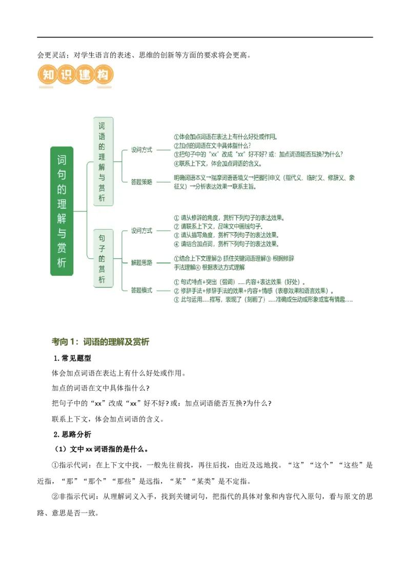 第25讲词句的理解与赏析（讲义）（全国通用）（解析版）_120中考语文全套复习_中考语文复习总复习_一轮复习资料_完2024年中考语文一轮复习课件+讲义+练习（全国通用）