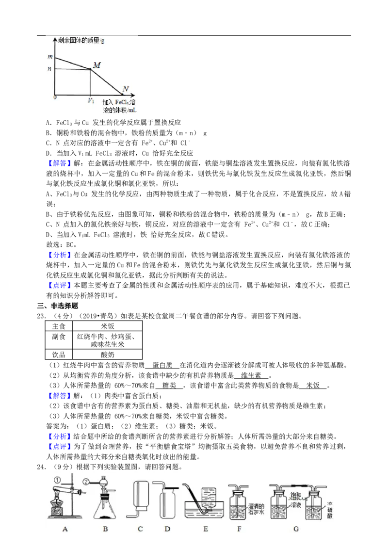 2019年山东省青岛市中考化学试题及答案_中考真题_5.化学中考真题2015-2024年_地区卷_山东省_青岛化学