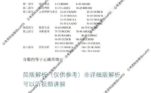 行测模拟卷第9套答案及简版解析&mdash;&mdash;文超教育_2026考公资料_（08）刘文超&威猛公考（阿里木江）_2025合集_最新2025年国考疯魔班刘文超&威猛公考⭐⭐⭐_讲义_行测模拟卷答案