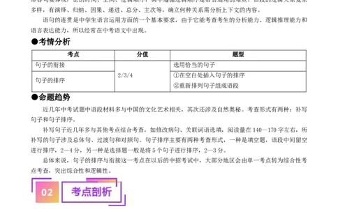 考点6句子的衔接与排序（重难讲义）（统编版全国通用）（原卷版）_120中考语文全套复习_中考语文复习总复习_一轮复习资料_完2024年中考语文一轮复习讲义练习（全国通用）