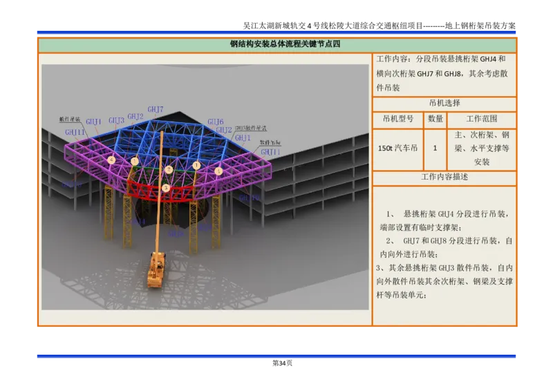 吴江交通枢纽项目地上钢桁架吊装方案_2021-2023年优秀施组方案_施工方案_方案04-苏州吴江松陵大道综合交通枢纽项目-地上钢桁架吊装方案