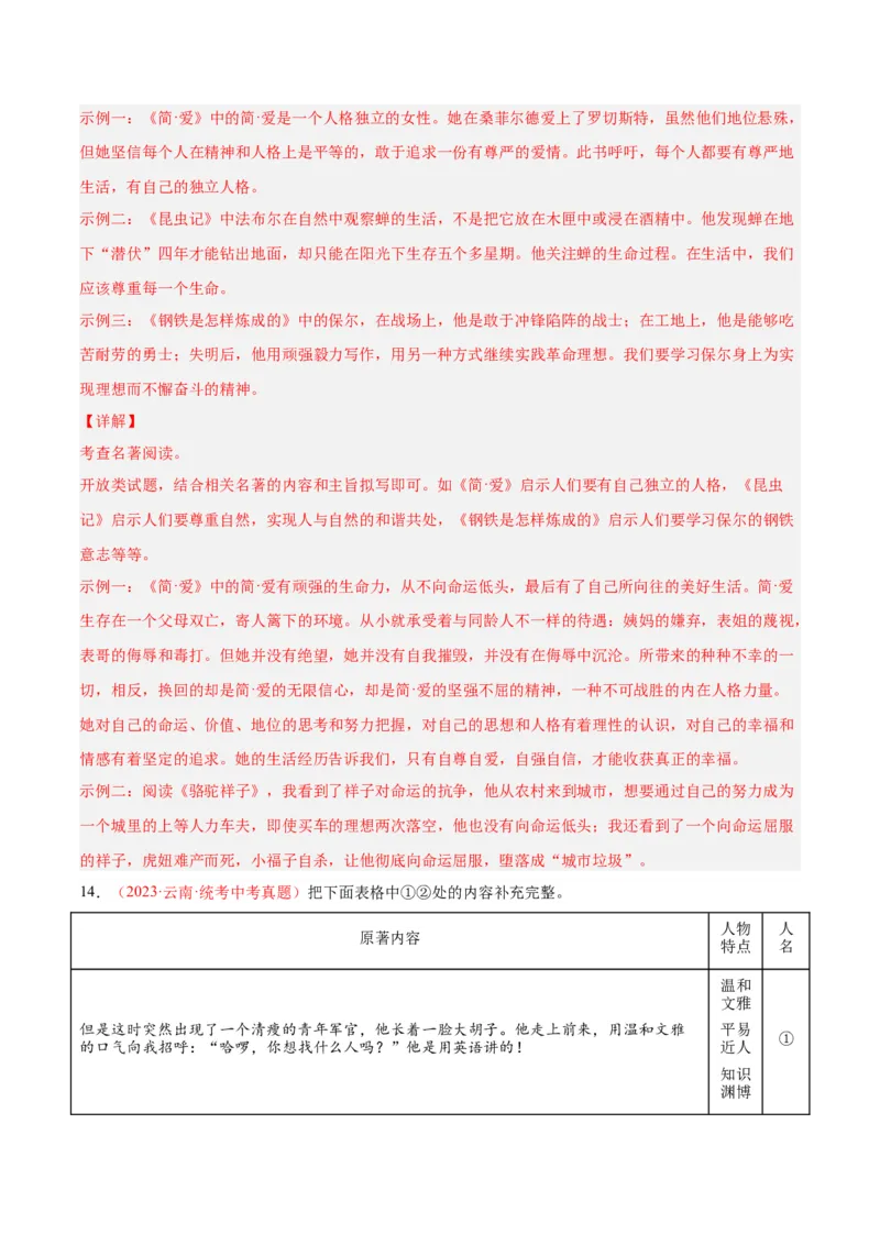 专题08名著阅读（第01期）（解析版）_120中考语文全套复习_中考语文复习总复习_专项复习资料_完2023年中考语文真题分项汇编（全国通用）_第01期