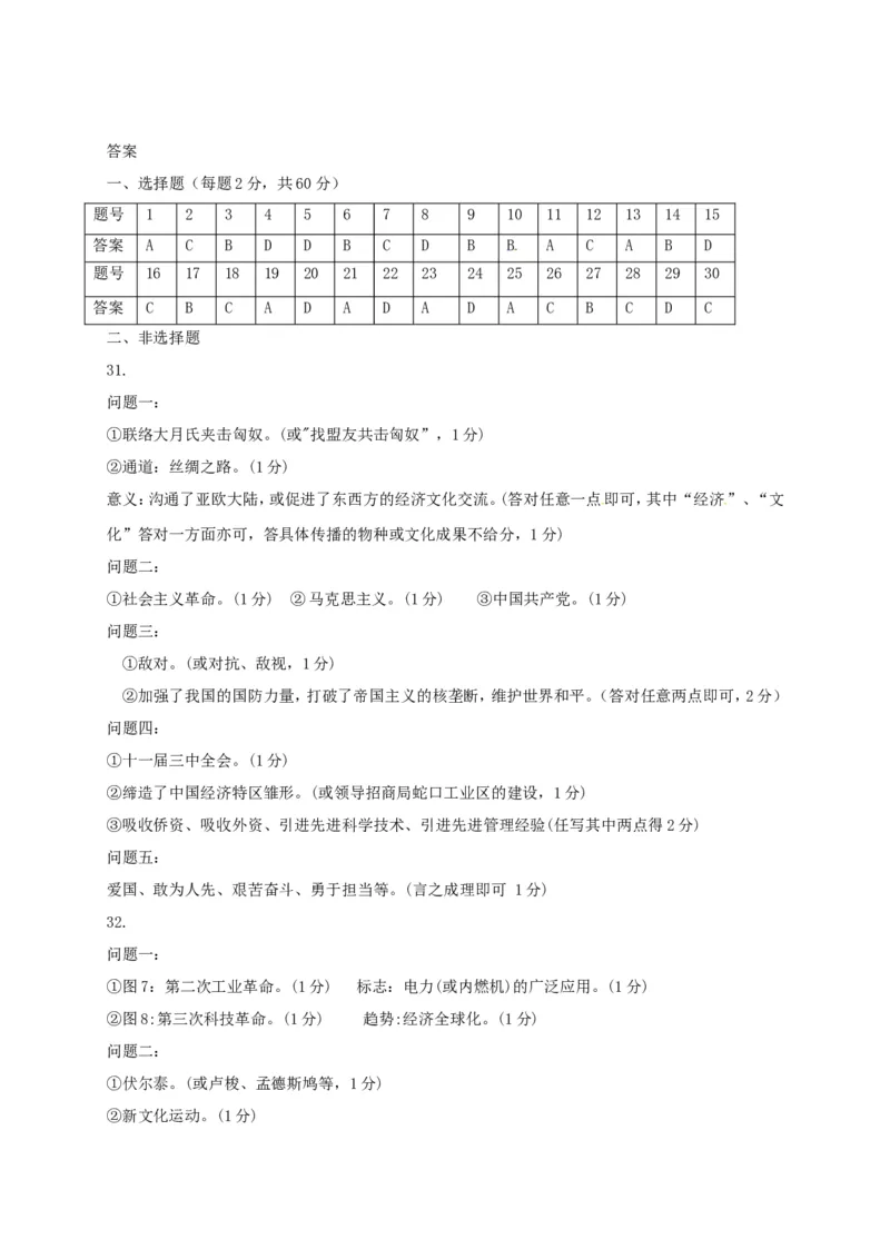 2017年深圳市中考历史试卷及答案_中考真题_6.历史中考真题2015-2024年_地区卷_广东省_广东深圳中考历史2008---2020年