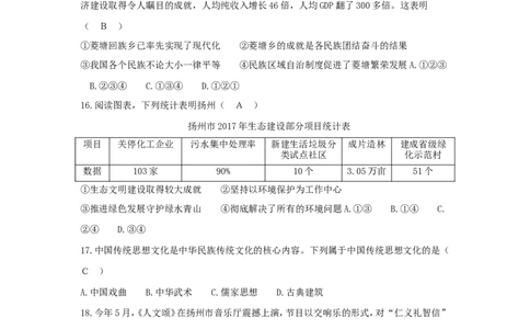 2018年江苏省扬州市初中政治试题_中考真题_7.政治中考真题2015-2024年_地区卷_江苏省_扬州中考政治08-22