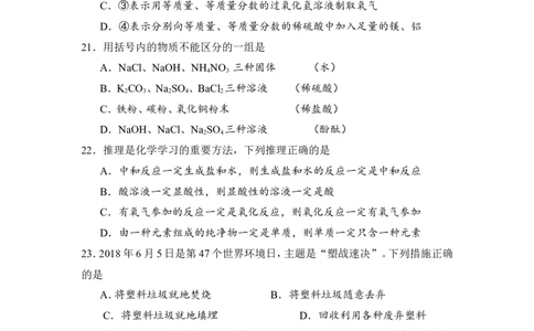 2018年湖南省邵阳市中考化学试卷（含解析版）_中考真题_5.化学中考真题2015-2024年_地区卷_湖南省_邵阳化学12-22