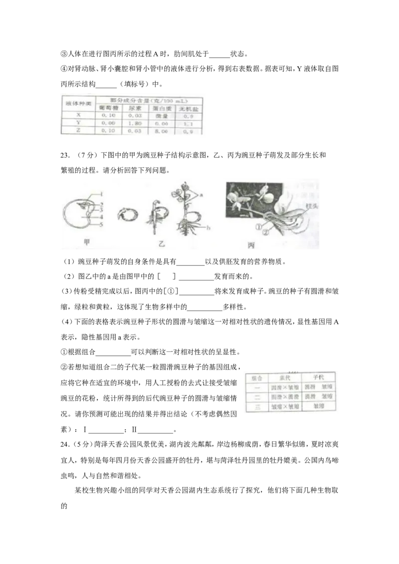 2018年菏泽市中考生物试题_中考真题_8.生物中考真题2015-2024年_地区卷_山东省_菏泽生物10-22
