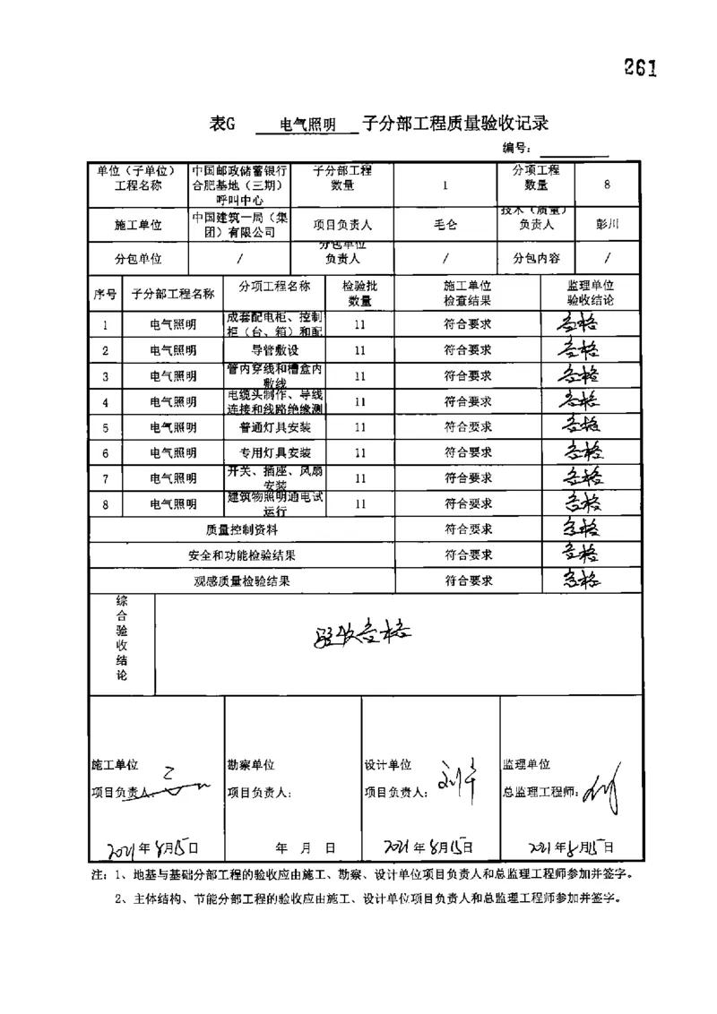 呼叫中心-分部子分部验收记录_2021-2023年优秀施组方案_施工组织设计_施组18-中国邮政储蓄银行合肥基地（三期）施工组织设计_3-单位工程、分部工程验收记录