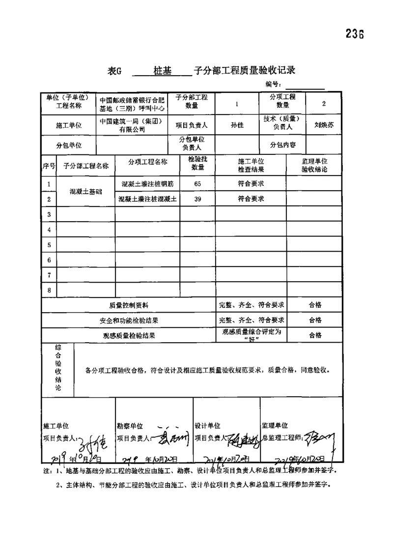 呼叫中心-分部子分部验收记录_2021-2023年优秀施组方案_施工组织设计_施组18-中国邮政储蓄银行合肥基地（三期）施工组织设计_3-单位工程、分部工程验收记录