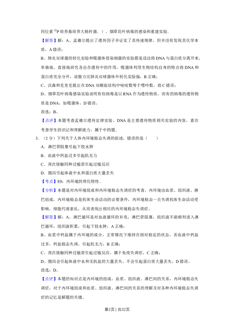2012年高考生物试卷（江苏）（解析卷）_1.高考2025全国各省真题+答案_01.2008-2024全国高考真题（按省份分类）_10.江苏_2008-2024&middot;（江苏）生物高考真题
