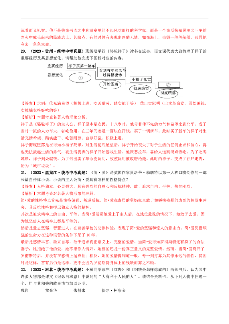 考点17名著阅读（好题冲关&middot;真题演练）（解析版）_120中考语文全套复习_中考语文复习总复习_一轮复习资料_完2024年中考语文一轮复习讲义练习（全国通用）_第二部分：帮阅读