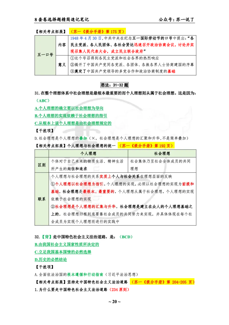 第一套（选择题）：速背笔记_2026考公资料_（49）政治理论合集_政治理论合集_2025考研政治pdf（笔记）_肖秀荣考研政治_24肖秀荣_24肖八背诵版_苏一