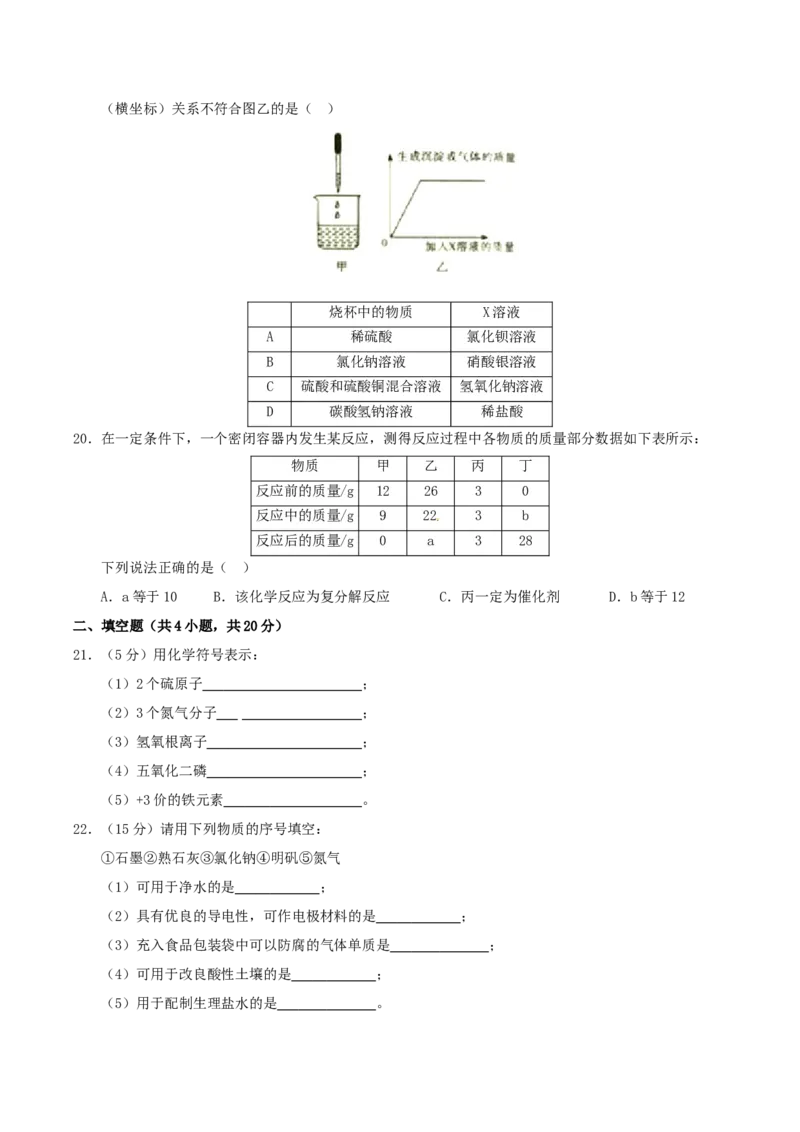 2017年湖南省郴州市中考化学真题（学生版）_中考真题_5.化学中考真题2015-2024年_地区卷_湖南省_郴州化学17-22