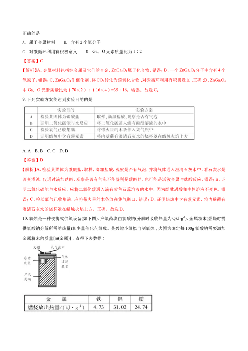 2018年福建省中考化学试题（解析版）_中考真题_5.化学中考真题2015-2024年_2018中考真题卷（277份）