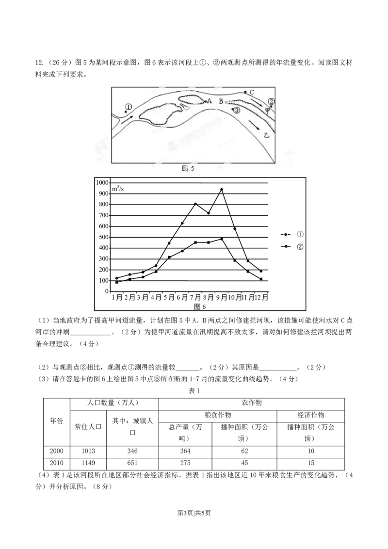 2013年高考地理试卷（重庆）（空白卷）_1.高考2025全国各省真题+答案_01.2008-2024全国高考真题（按省份分类）_23.重庆_2012-2024&middot;（重庆）地理高考真题