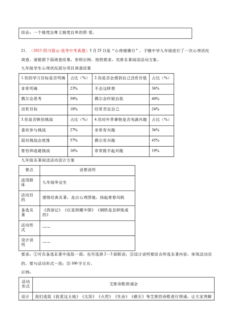 专题08名著阅读（第03期）原卷版）_120中考语文全套复习_中考语文复习总复习_专项复习资料_完2023年中考语文真题分项汇编（全国通用）_第03期